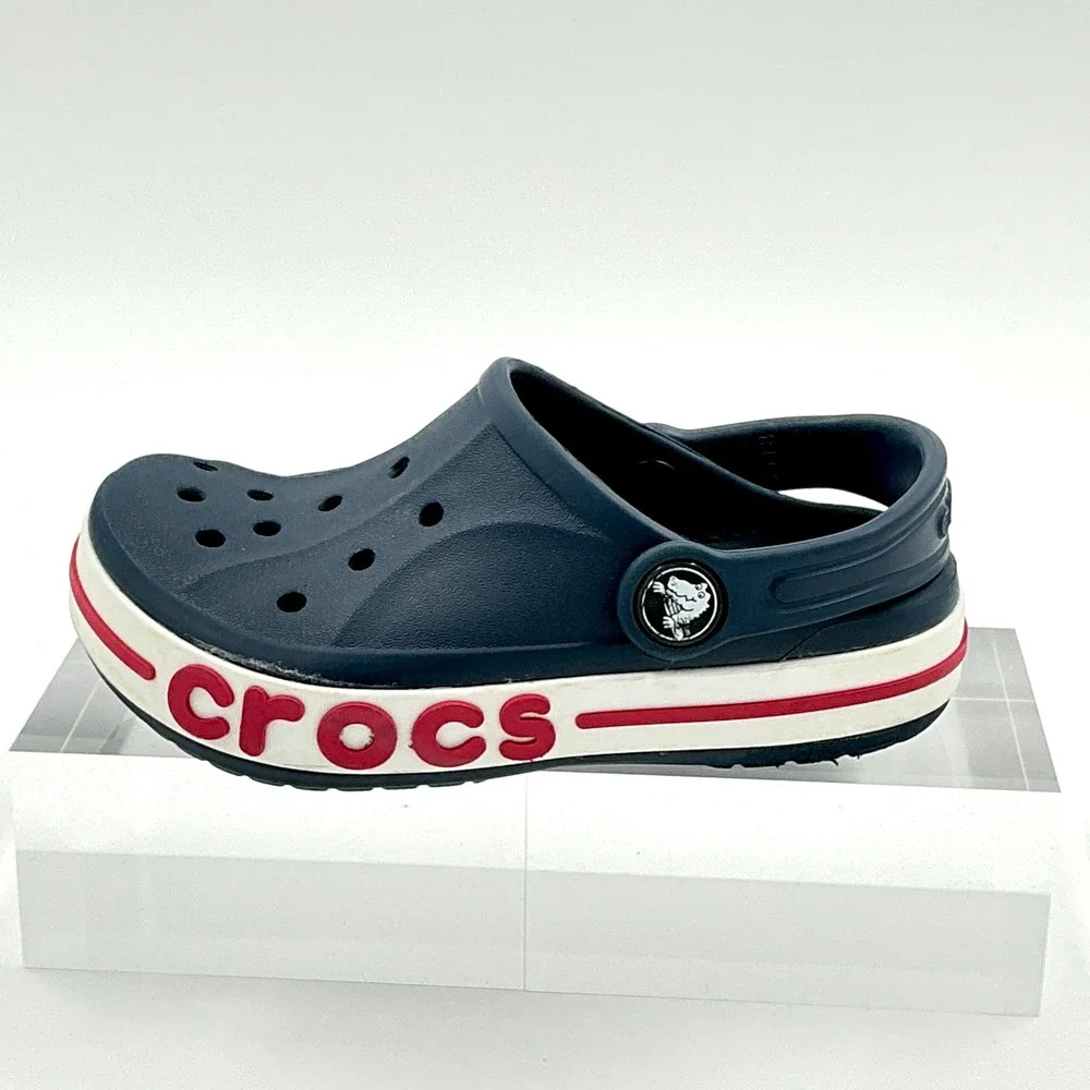 Crocs Size 10 Clog Navy Blue Red White Bayaband Kids